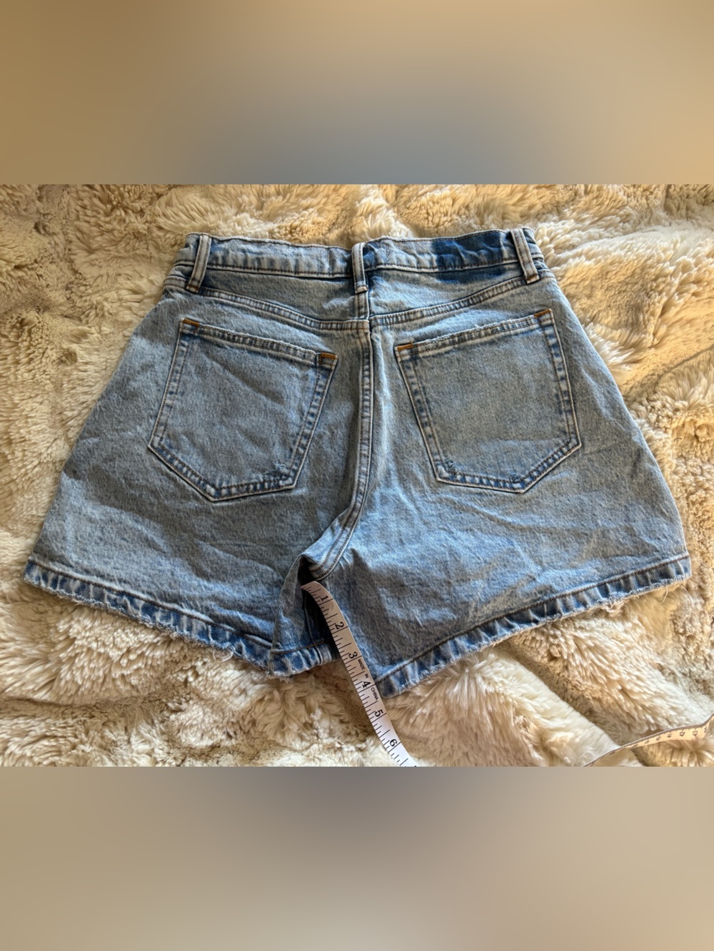 Abercrombie & Fitch Light Blue The Dad High-Rise Denim Shorts Curve Love - Picture 3 of 4